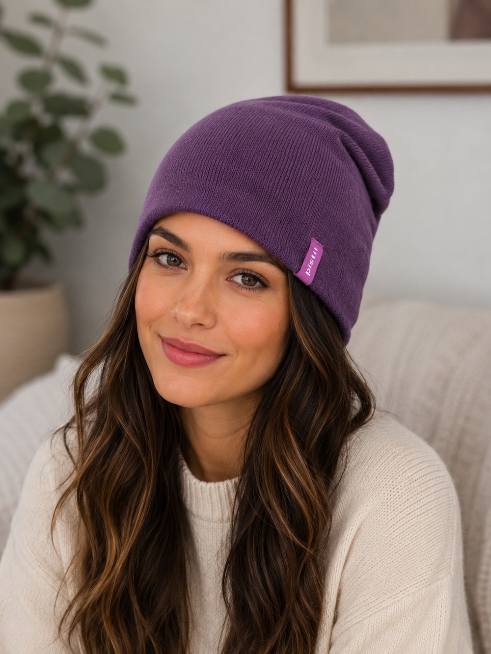 Pistil Designs Women's Sidekick Slouch Beanie Hat Merino Wool Blend Plum Purple